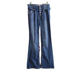 Black Label Medium Wash High Rise Button Fly Flare Jeans Women's Medium 1085
